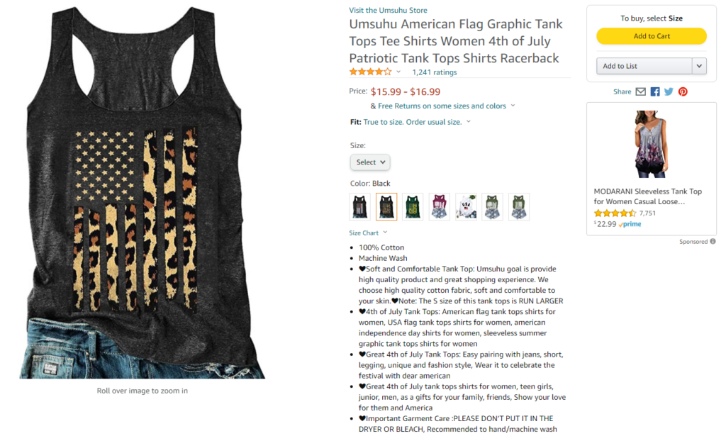 Calculating the profit margin of a tanktop on Amazon FBA
