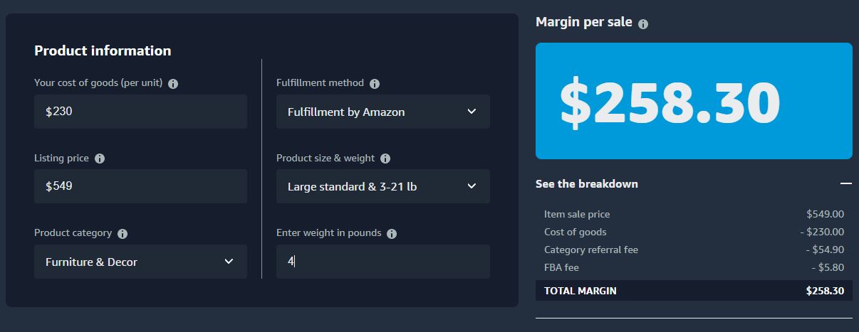 Handmade item calculation