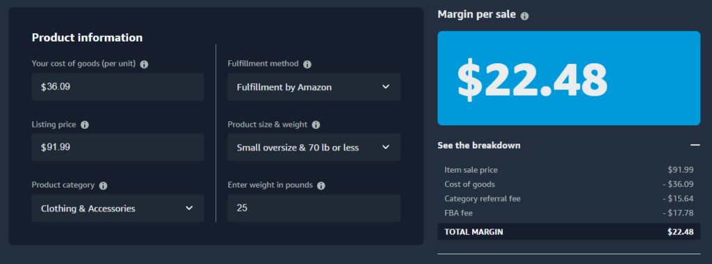 Calculating the profit margins of a workout bench for Amazon FBA sales